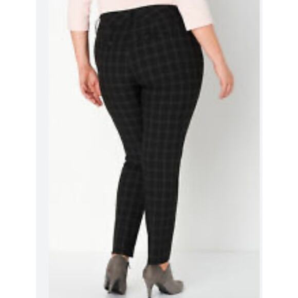 Christopher & Banks Signature Slimming Black Plaid Straight Leg Stretchy Pant XL - Picture 2 of 8